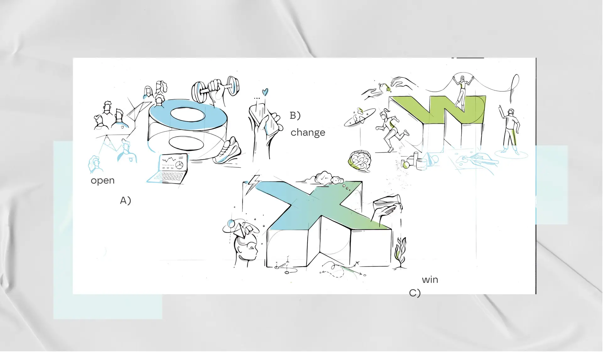 Workout Fitness Illustrationen künstlerisch und digital gestaltet