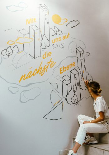 Wandbemalung im Treppenhaus