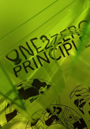 Verzerrte Typografie und Illustration in grün